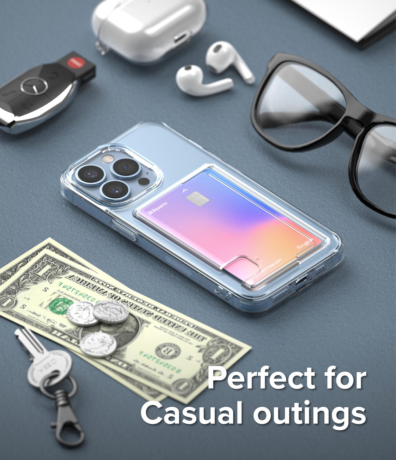 iPhone 13 Pro Fusion cover med kortholder, Gennemsigtig