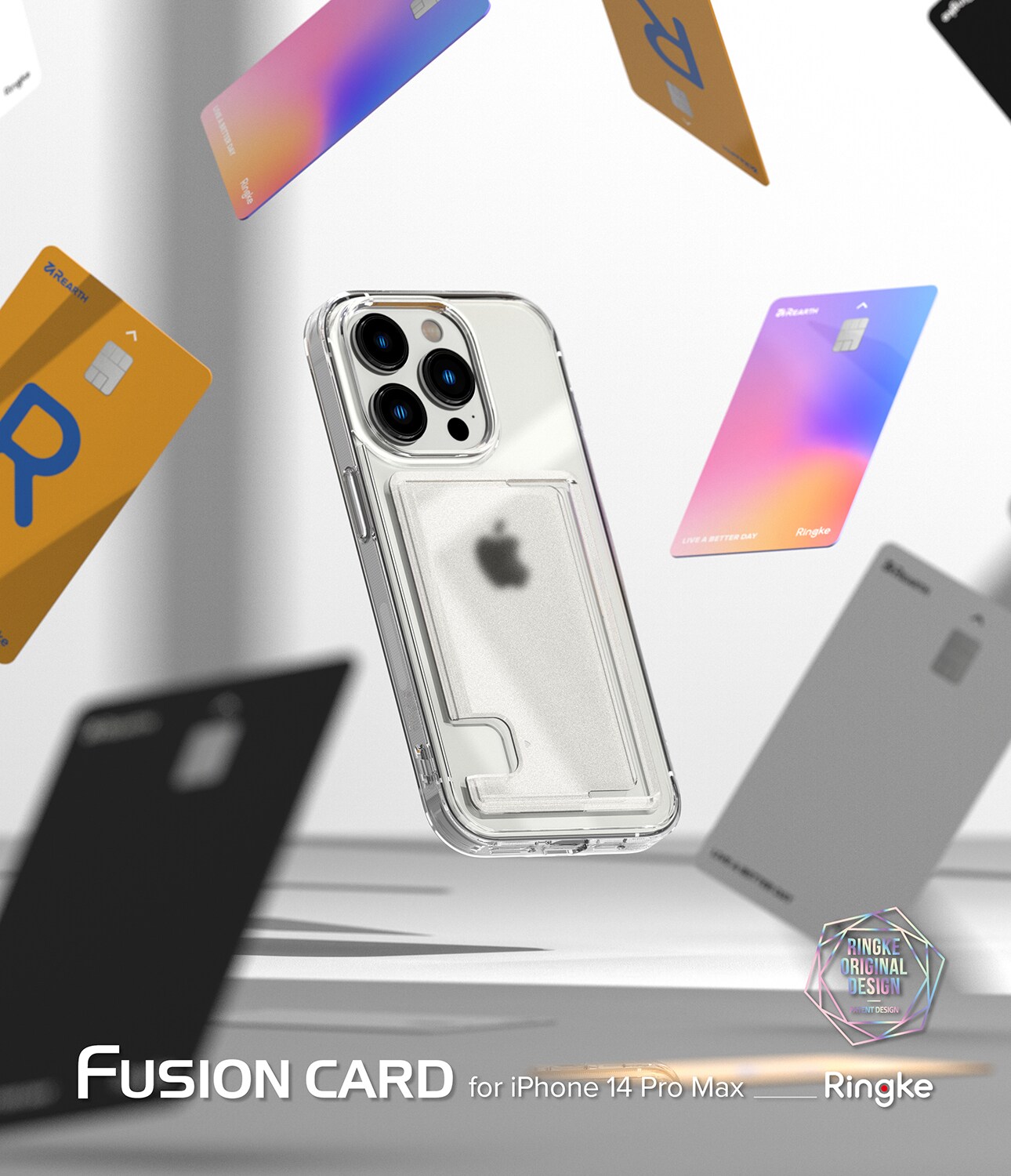 iPhone 14 Pro Max Fusion cover med kortholder, Gennemsigtig