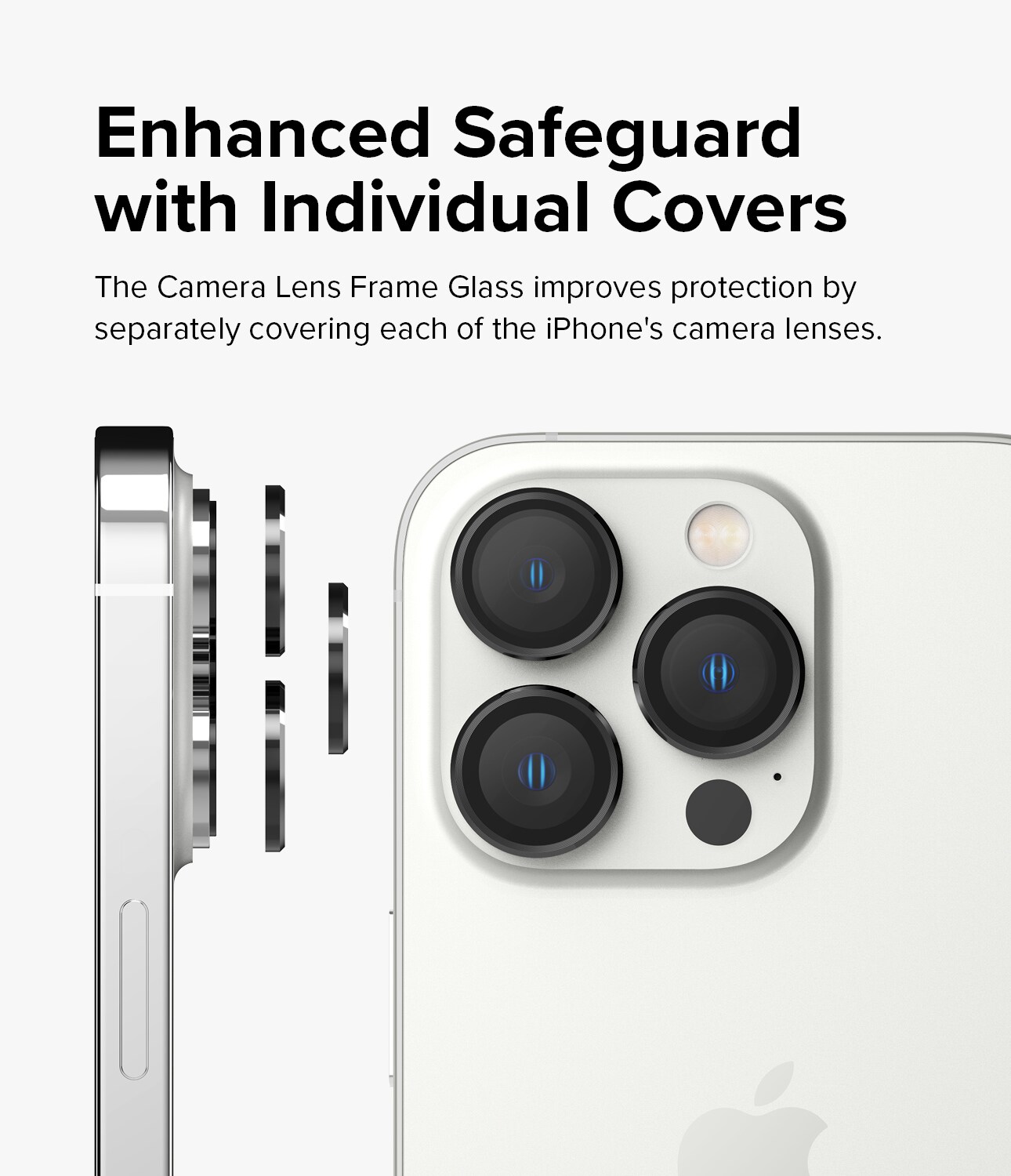 iPhone 14 Pro Linsebeskyttelse med aluminiumramme, Sort