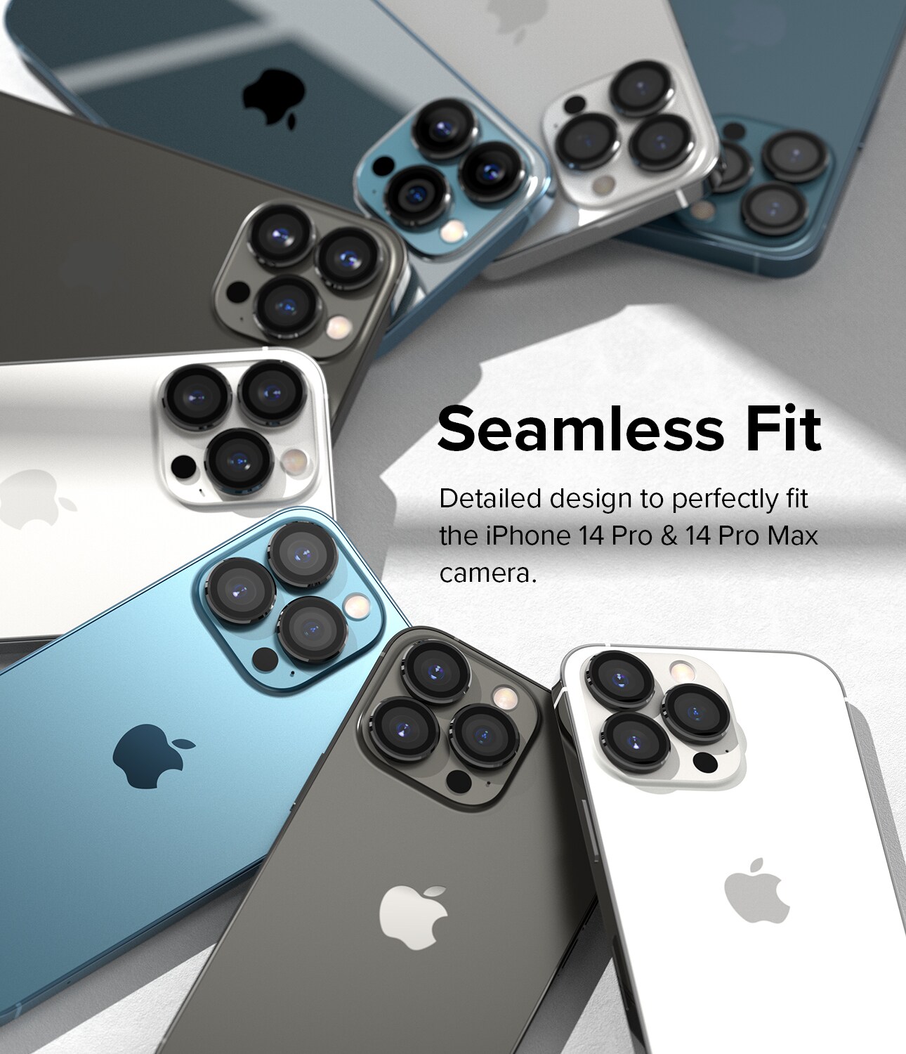 iPhone 14 Pro Linsebeskyttelse med aluminiumramme, Sort