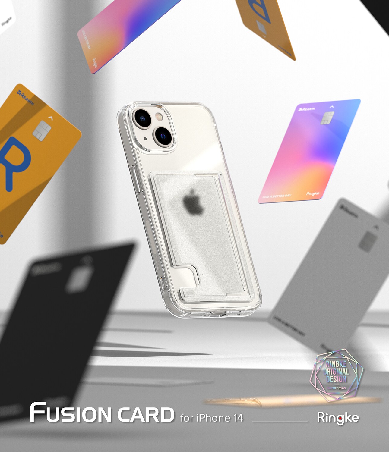 iPhone 14 Fusion cover med kortholder, Gennemsigtig