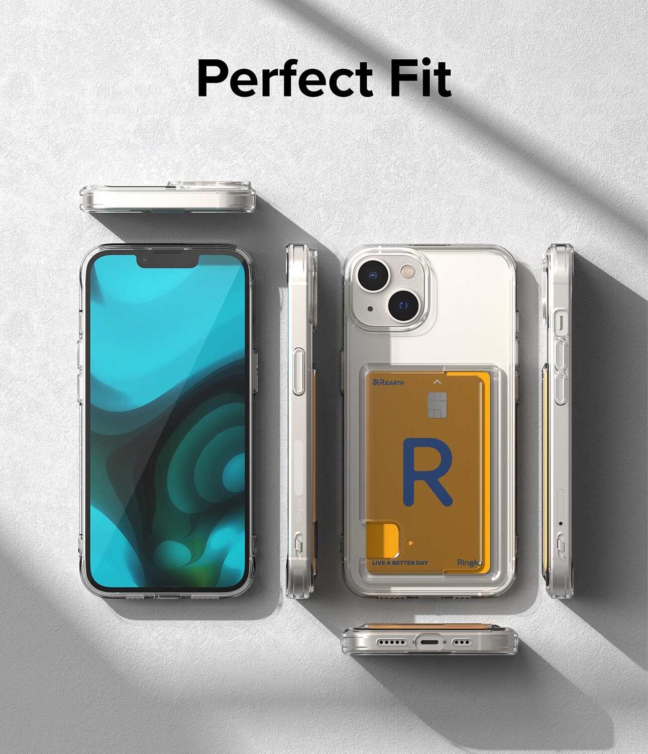iPhone 14 Fusion cover med kortholder, Gennemsigtig