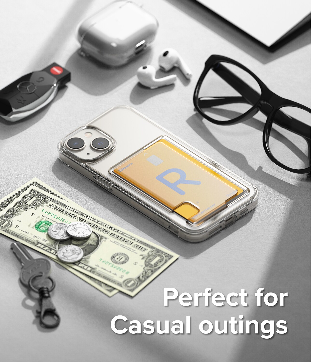 iPhone 14 Fusion cover med kortholder, Gennemsigtig