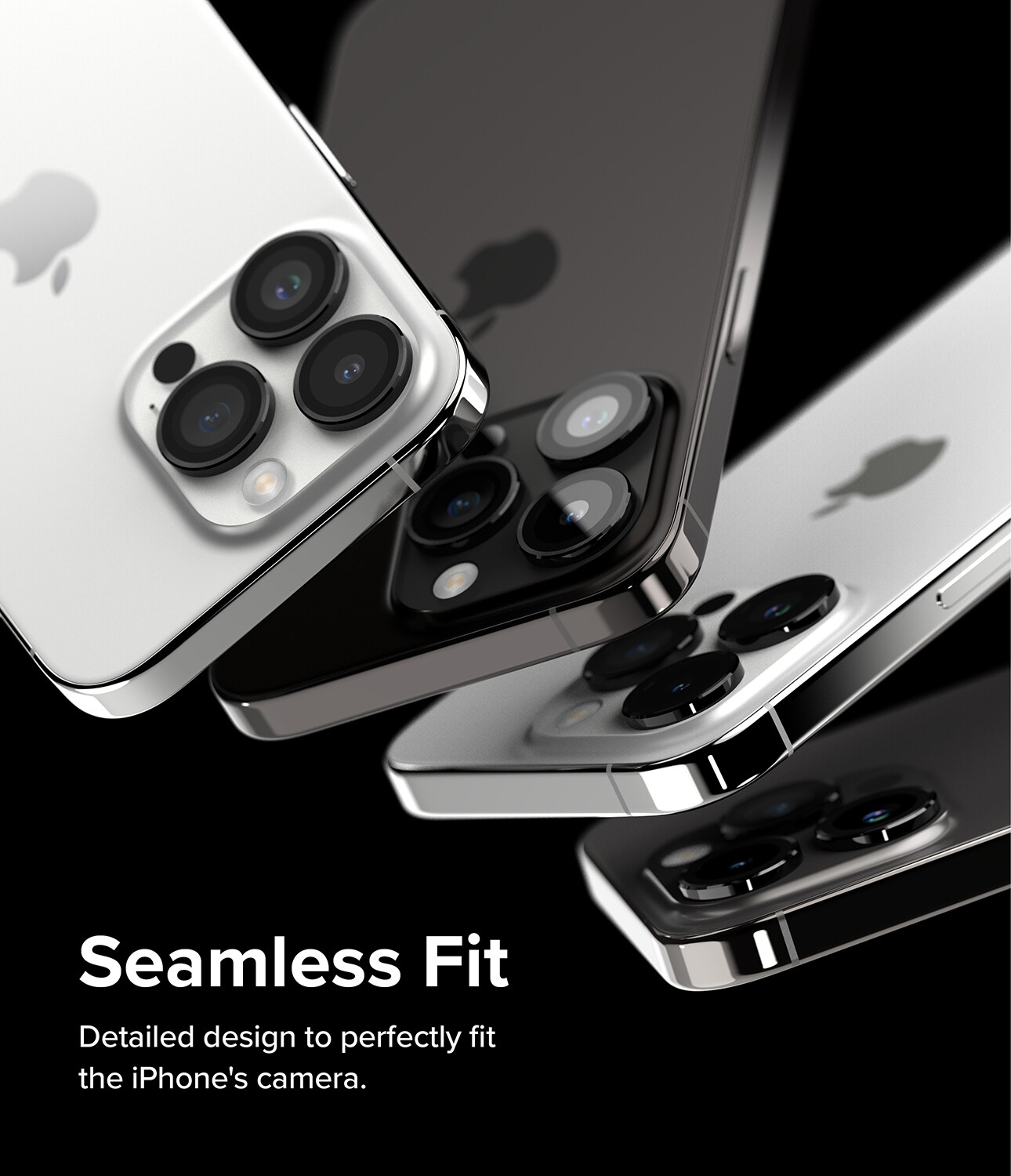 iPhone 15 Pro Max Linsebeskyttelse med aluminiumramme, Sort