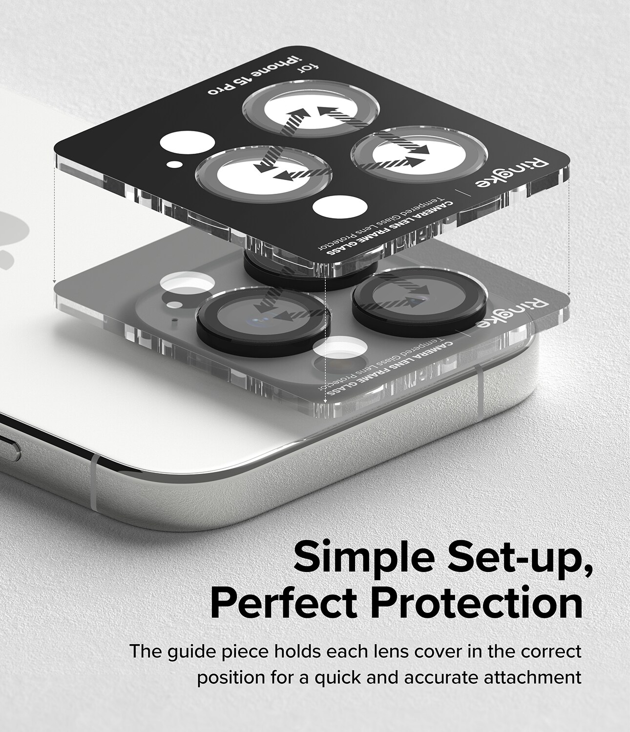 iPhone 15 Pro Max Linsebeskyttelse med aluminiumramme, Sort