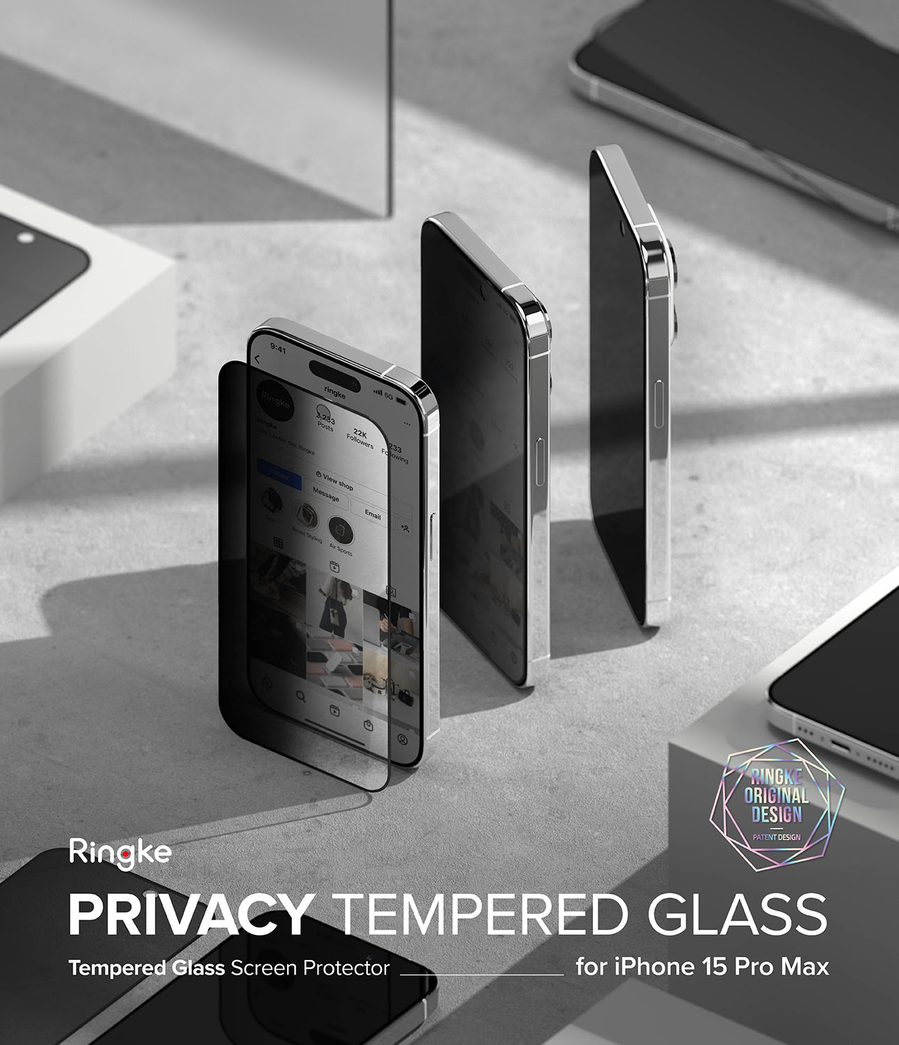 iPhone 15 Pro Max Anti-spy skærmbeskytter i glas med monteringsværktøj