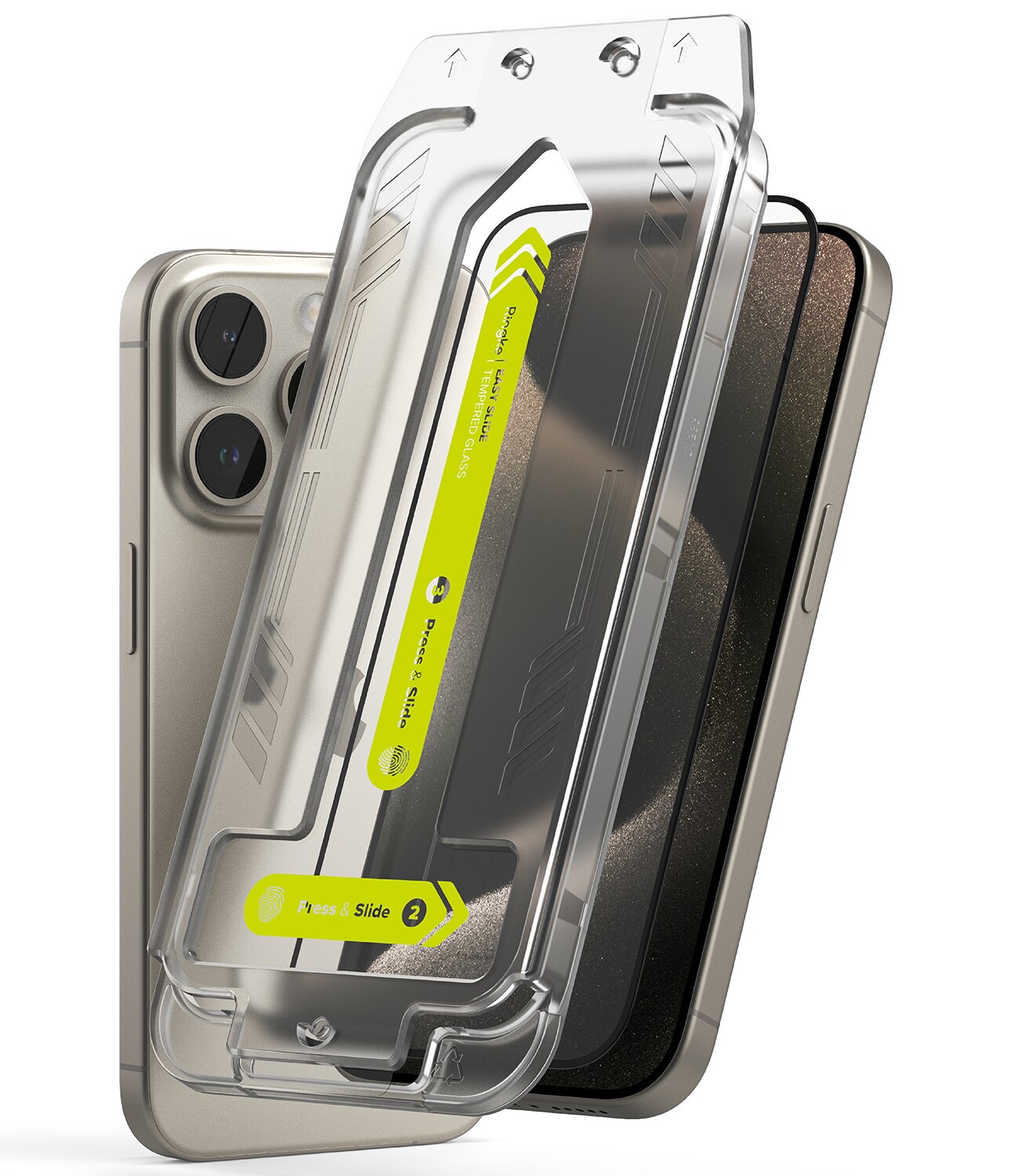 iPhone 15 Pro Skærmbeskytter i glas med monteringsramme (2-pak)