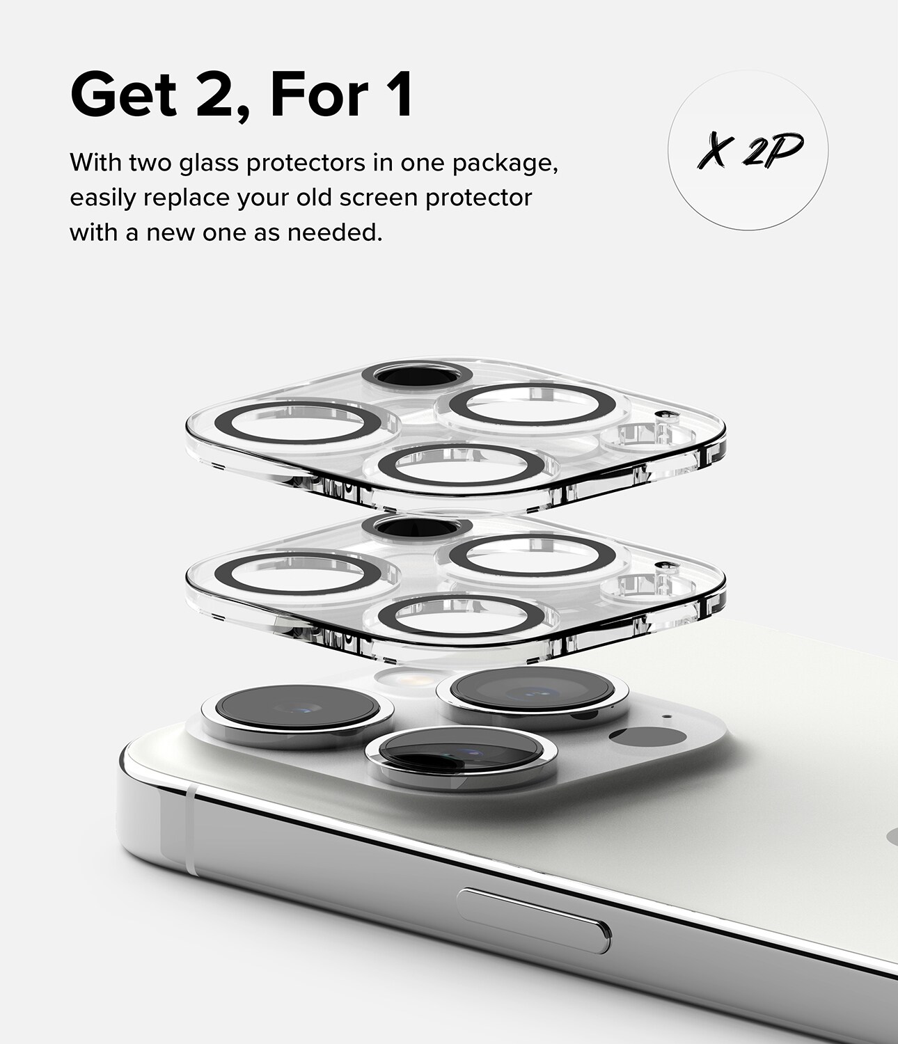 iPhone 15 Pro Kamerabeskyttelse i glas (2-pak)