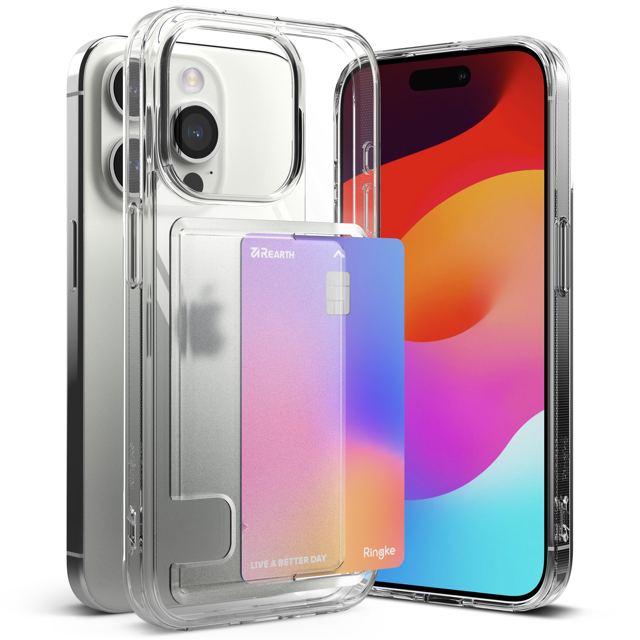 iPhone 15 Pro Max Fusion cover med kortholder, Gennemsigtig