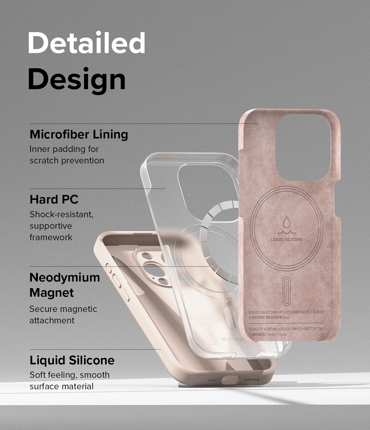 iPhone 15 Pro MagSafe silikonecover, Pink Sand