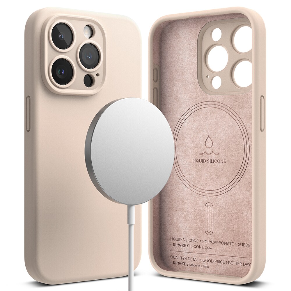 iPhone 15 Pro MagSafe silikonecover, Pink Sand