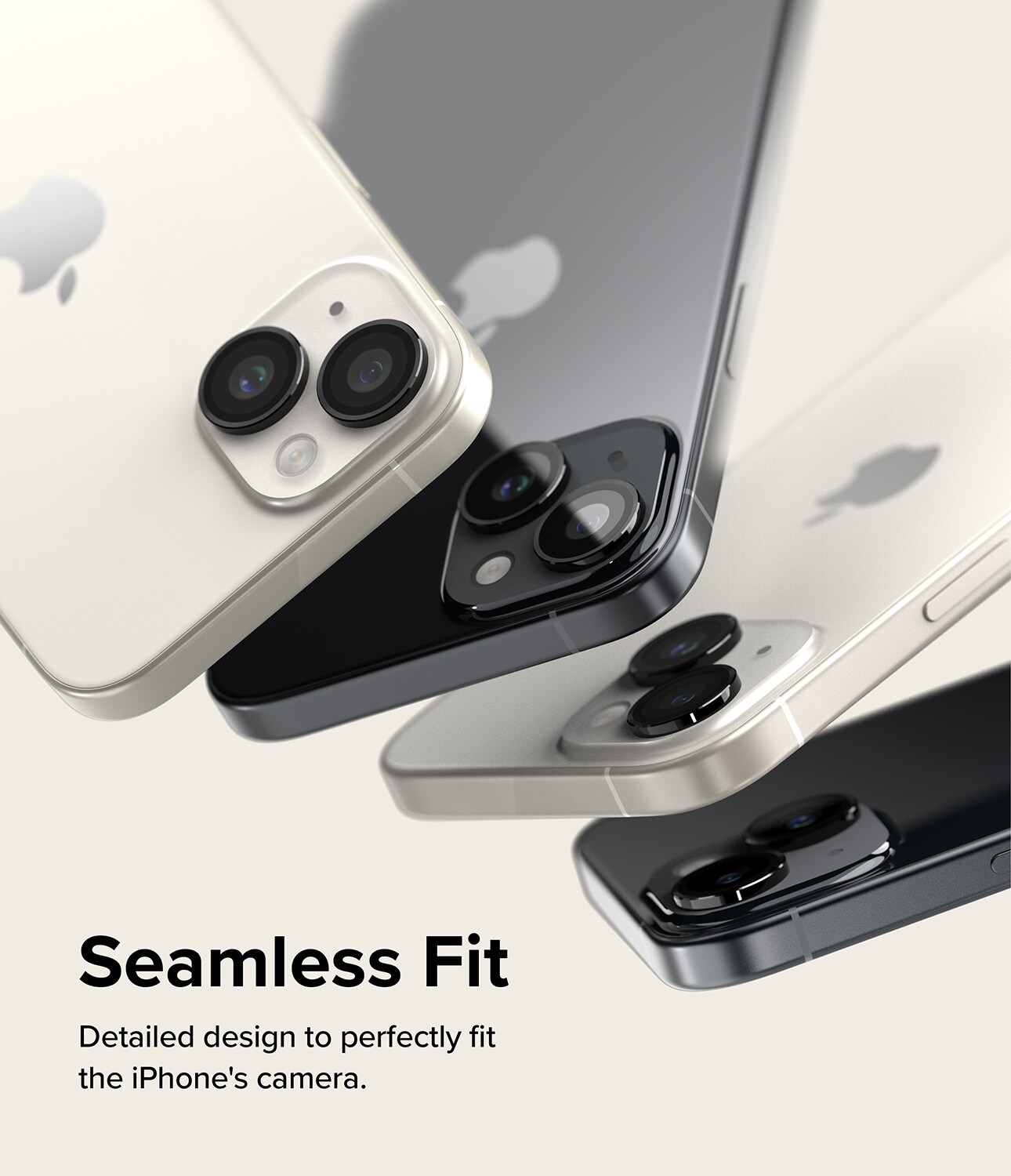 iPhone 15 Plus Linsebeskyttelse med aluminiumramme, Sort