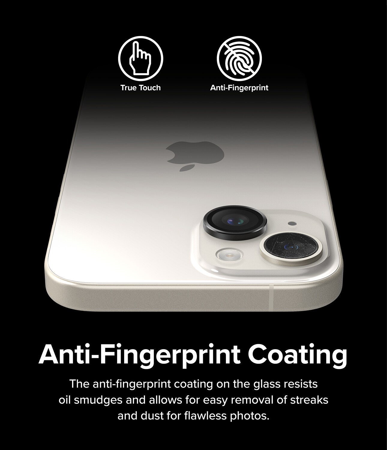 iPhone 15 Plus Linsebeskyttelse med aluminiumramme, Sort