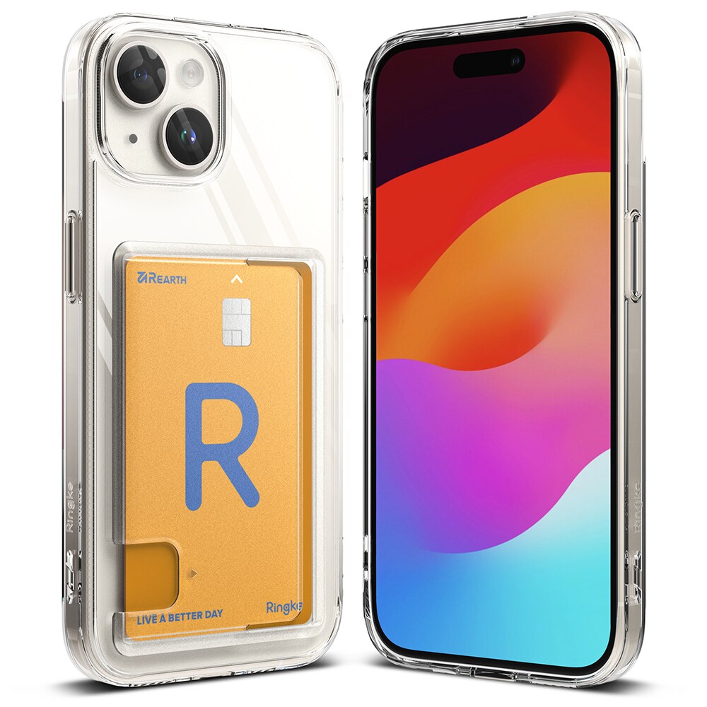 iPhone 15 Fusion cover med kortholder, Gennemsigtig
