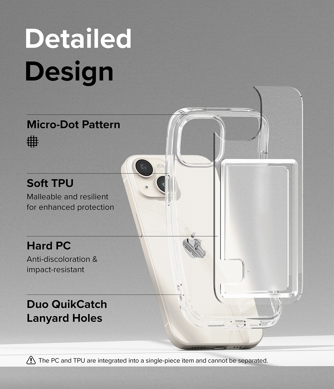 iPhone 15 Fusion cover med kortholder, Gennemsigtig