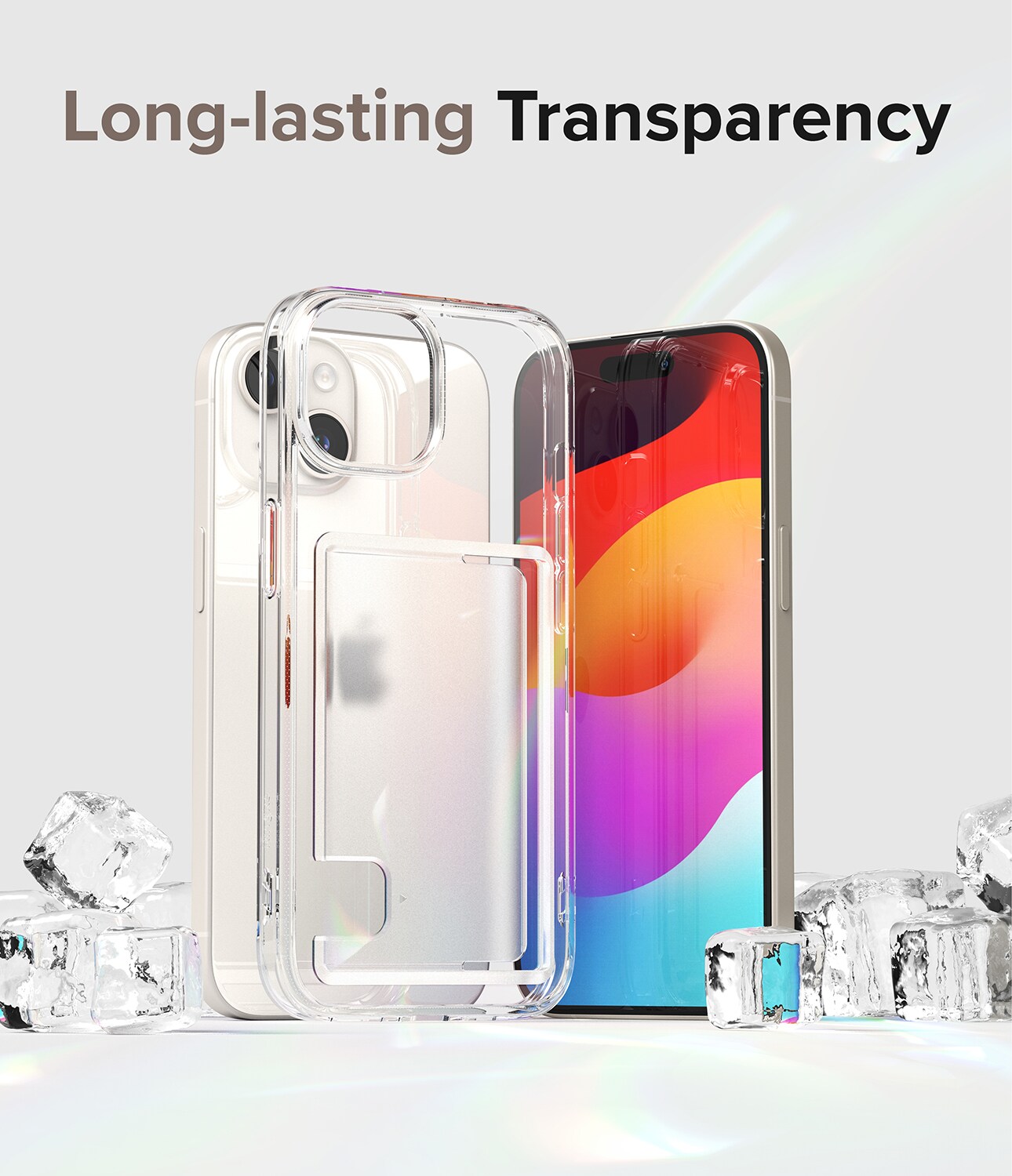 iPhone 15 Fusion cover med kortholder, Gennemsigtig