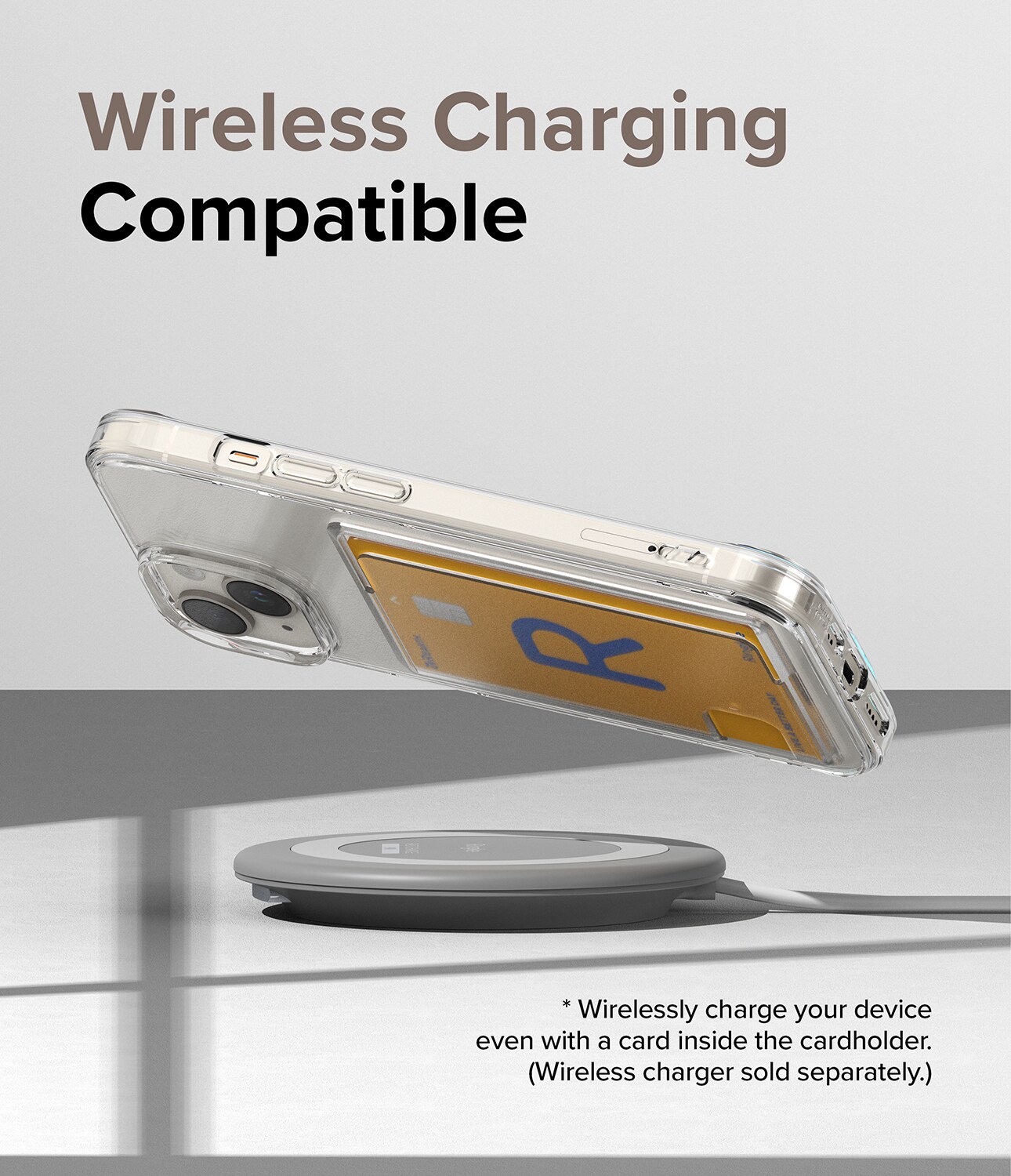 iPhone 15 Fusion cover med kortholder, Gennemsigtig