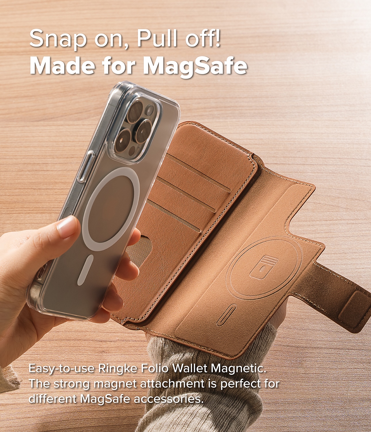iPhone 14 Plus Folio Wallet Magnetic, Brun