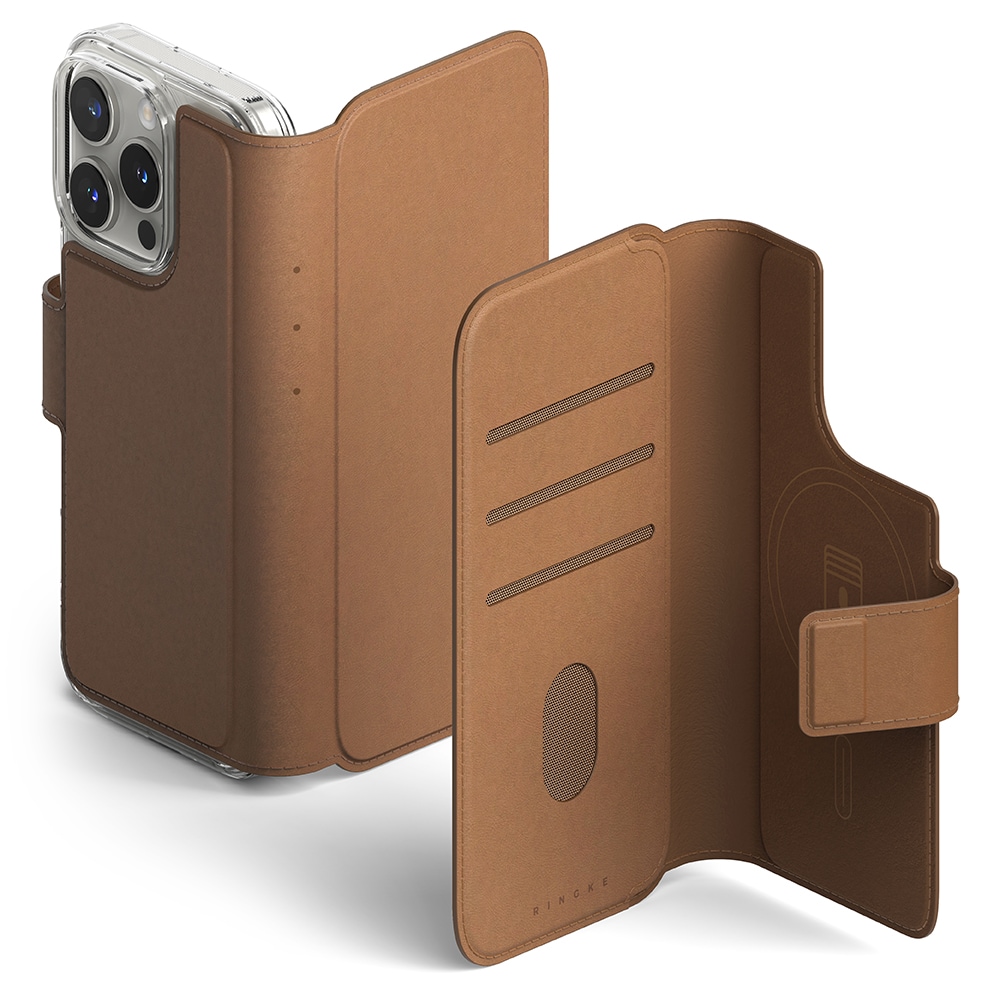 iPhone 16 Pro Max Folio Wallet Magnetic, Brun