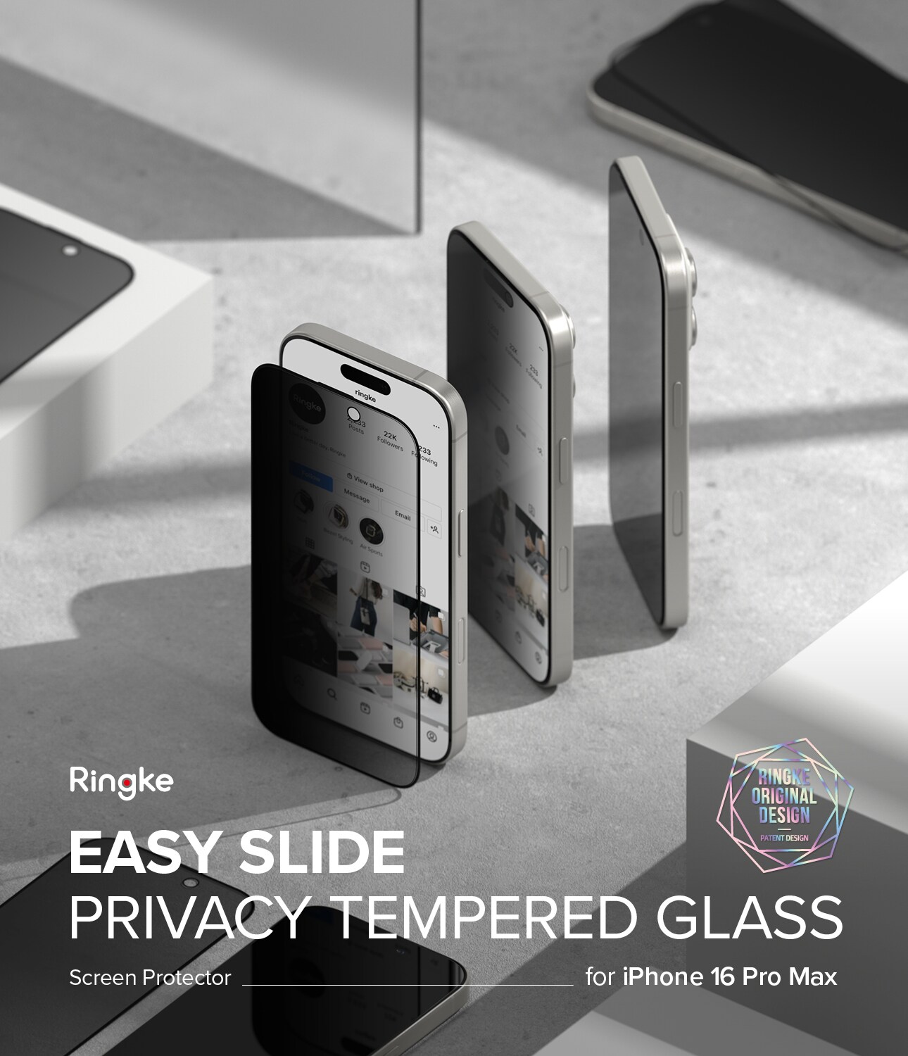iPhone 16 Pro Max Anti-spy skærmbeskytter i glas med monteringsramme (2-pak)