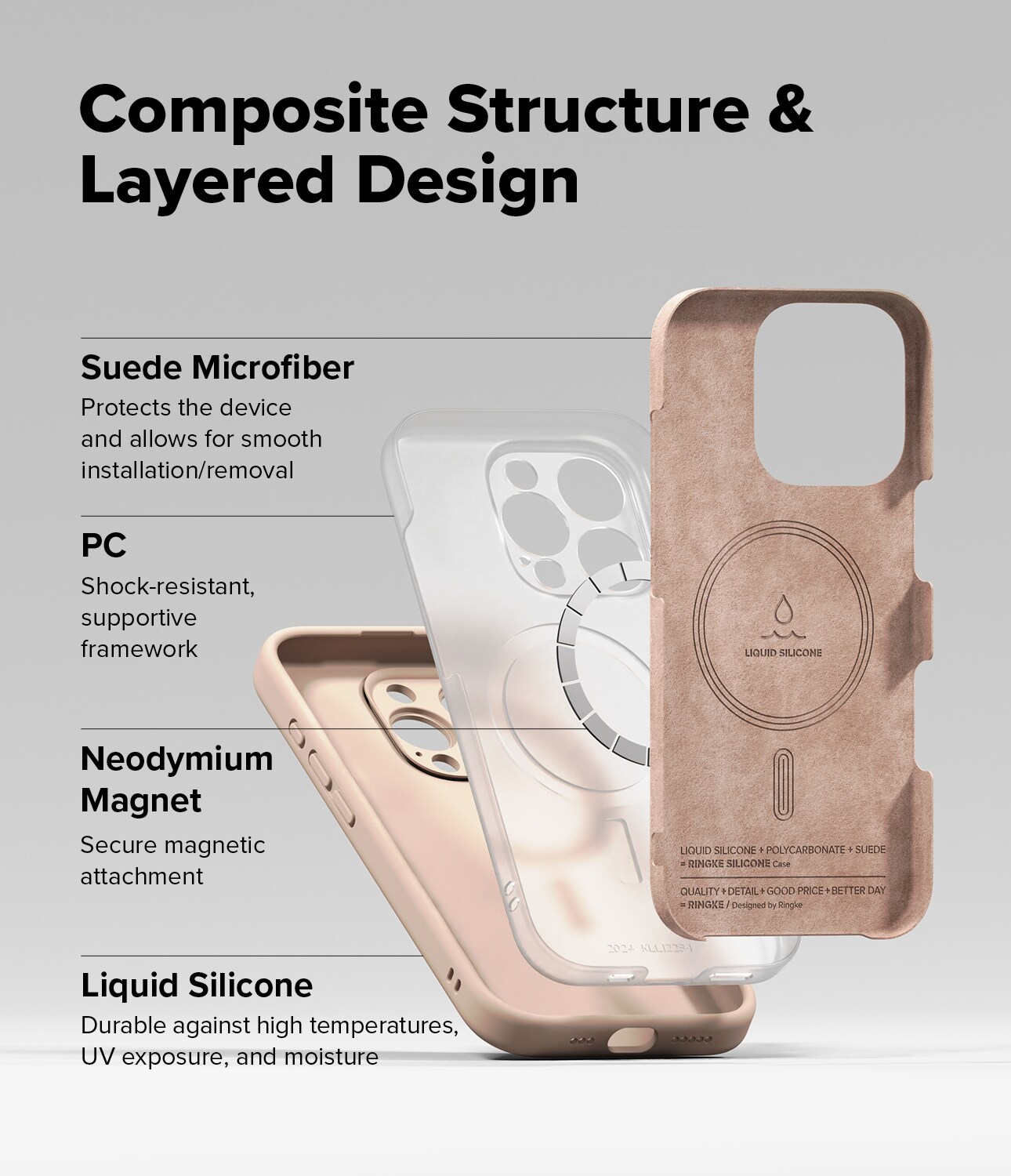 iPhone 16 Pro Max MagSafe silikonecover, Pink Sand