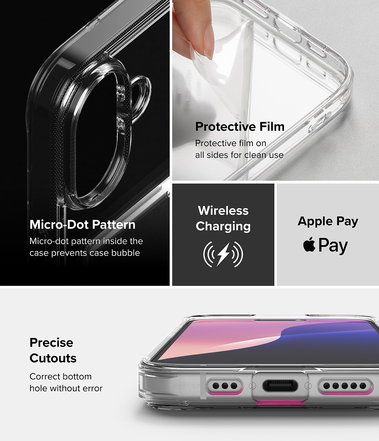 iPhone 16 Fusion cover med kortholder, Gennemsigtig
