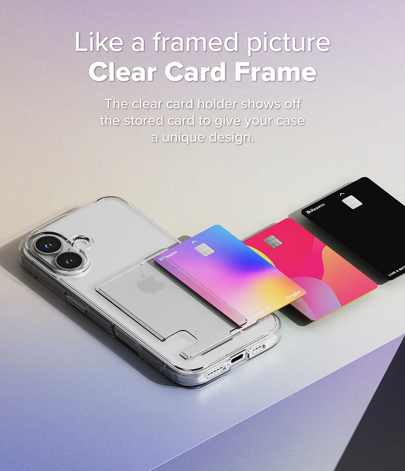 iPhone 16 Fusion cover med kortholder, Gennemsigtig