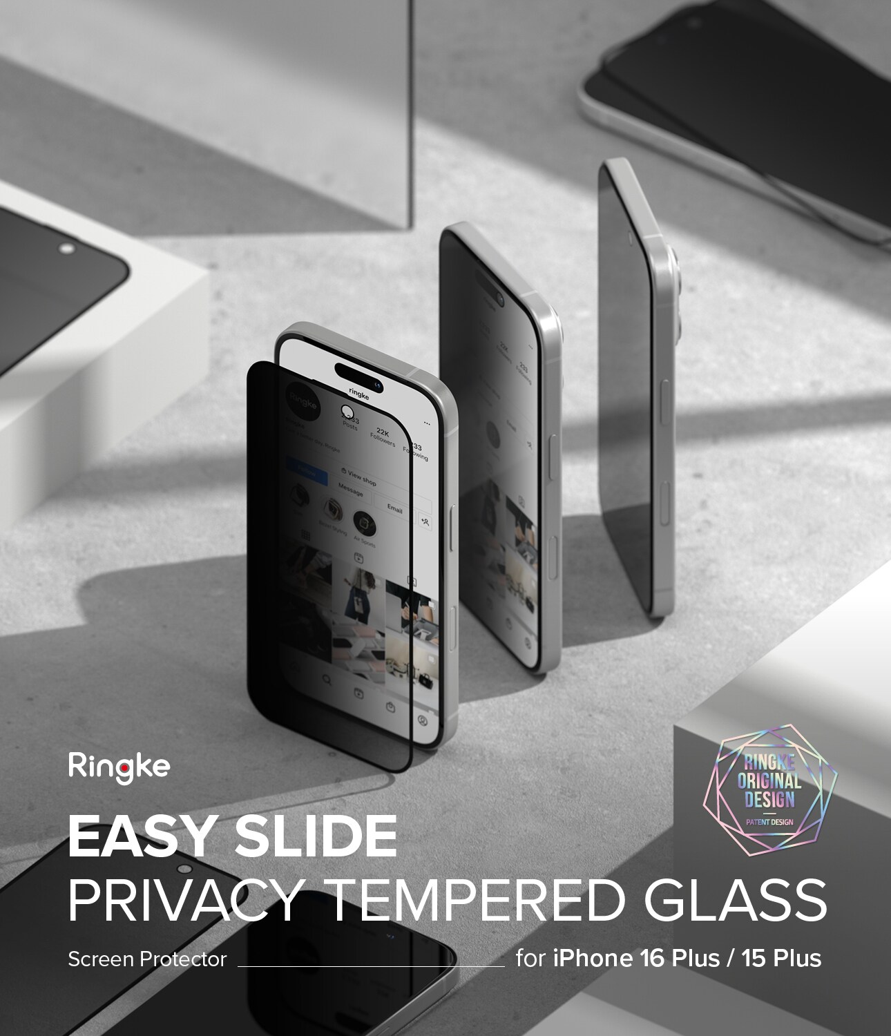 iPhone 16 Plus Anti-spy skærmbeskytter i glas med monteringsramme (2-pak)