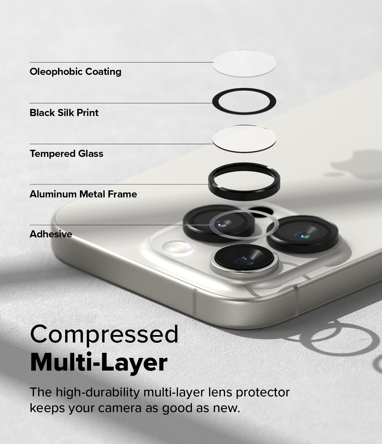 iPhone 16 Pro Max 2-pak linsebeskyttere med aluminiumsramme, Sort