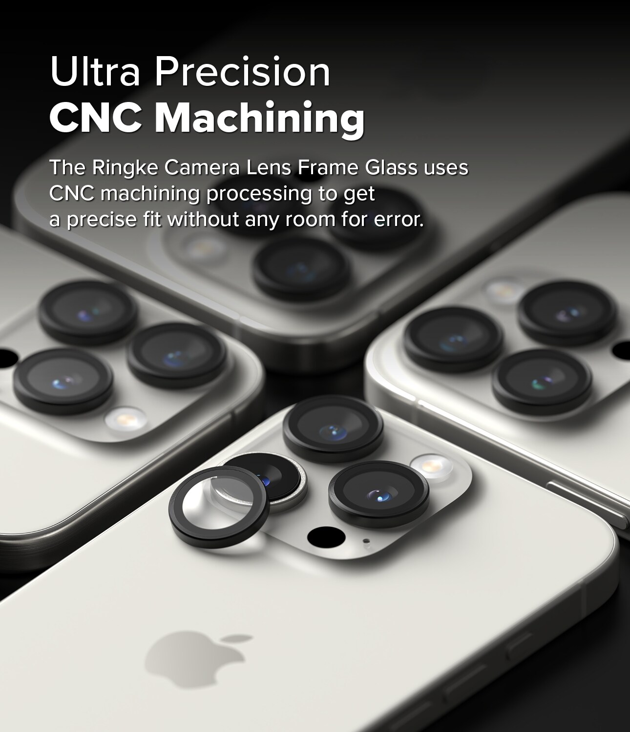 iPhone 16 Pro Max 2-pak linsebeskyttere med aluminiumsramme, Sort