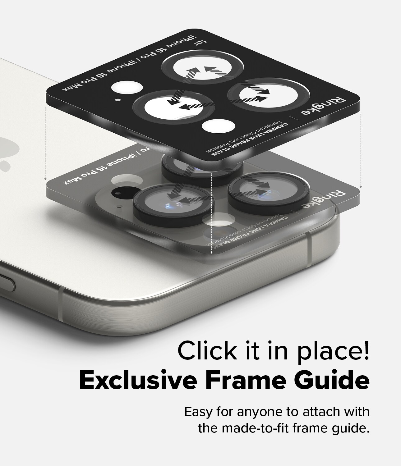 iPhone 16 Pro Max 2-pak linsebeskyttere med aluminiumsramme, Sort