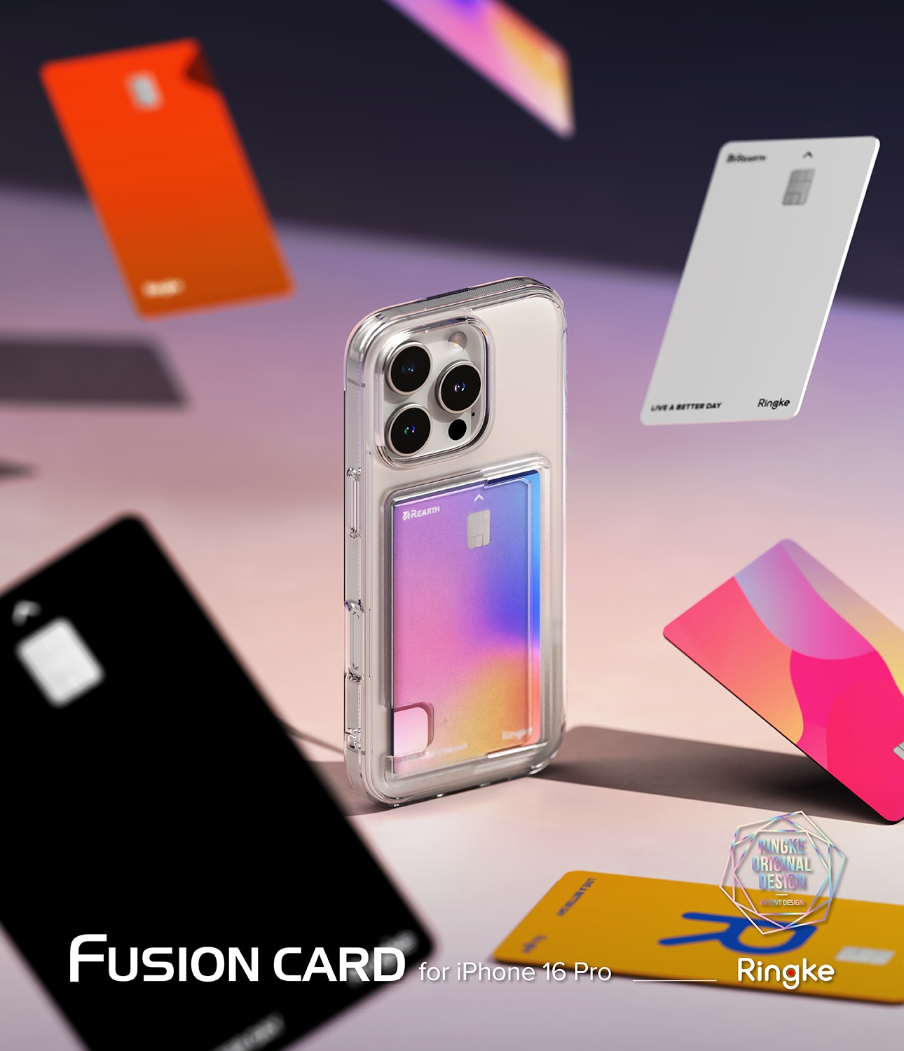 iPhone 16 Plus Fusion cover med kortholder, Gennemsigtig