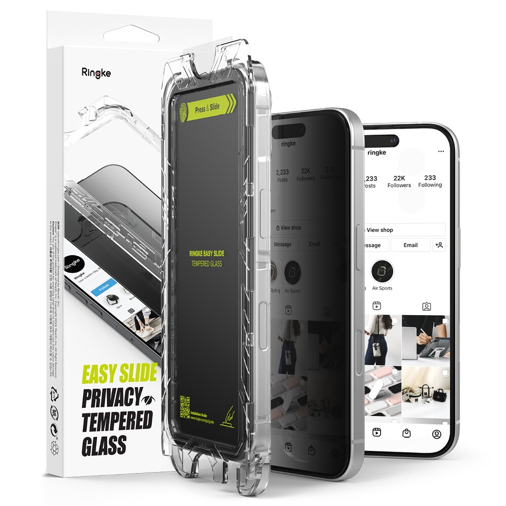 iPhone 16 Pro Max Anti-spy skærmbeskytter i glas med monteringsramme (2-pak)