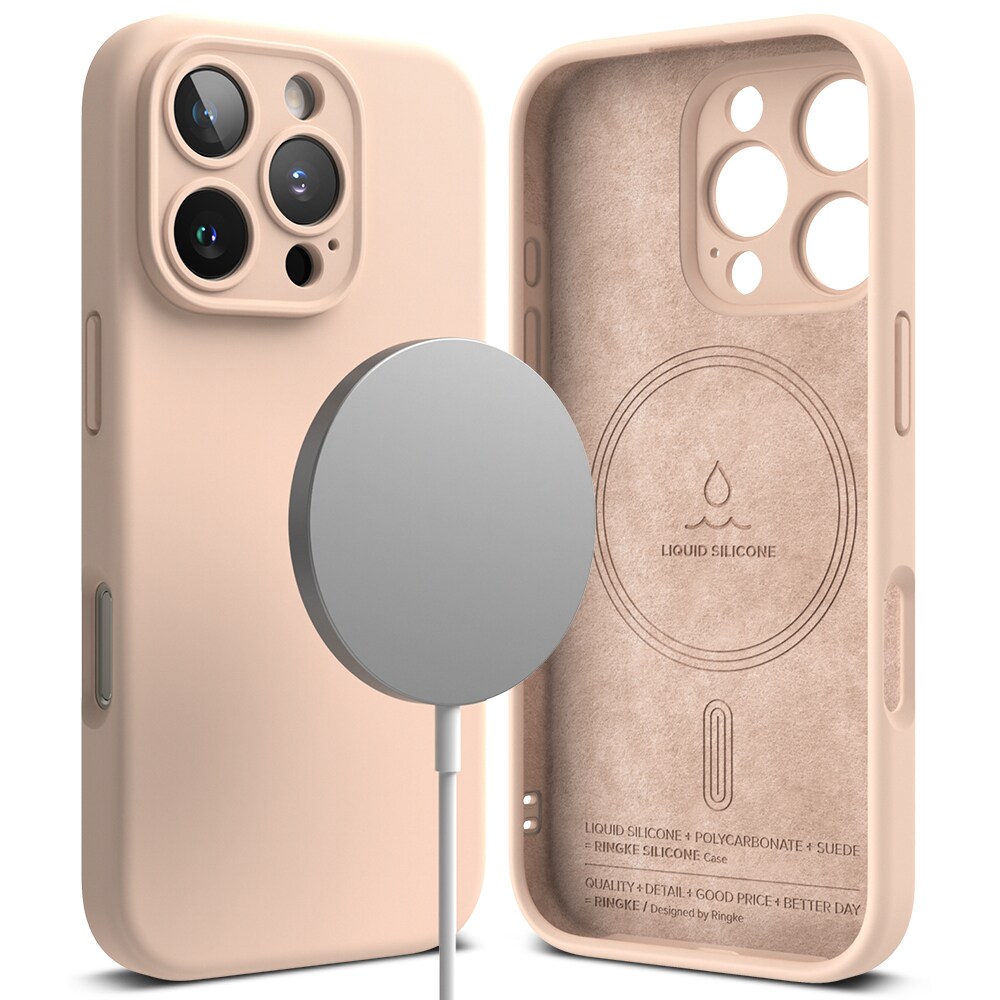 iPhone 16 Pro Max MagSafe silikonecover, Pink Sand