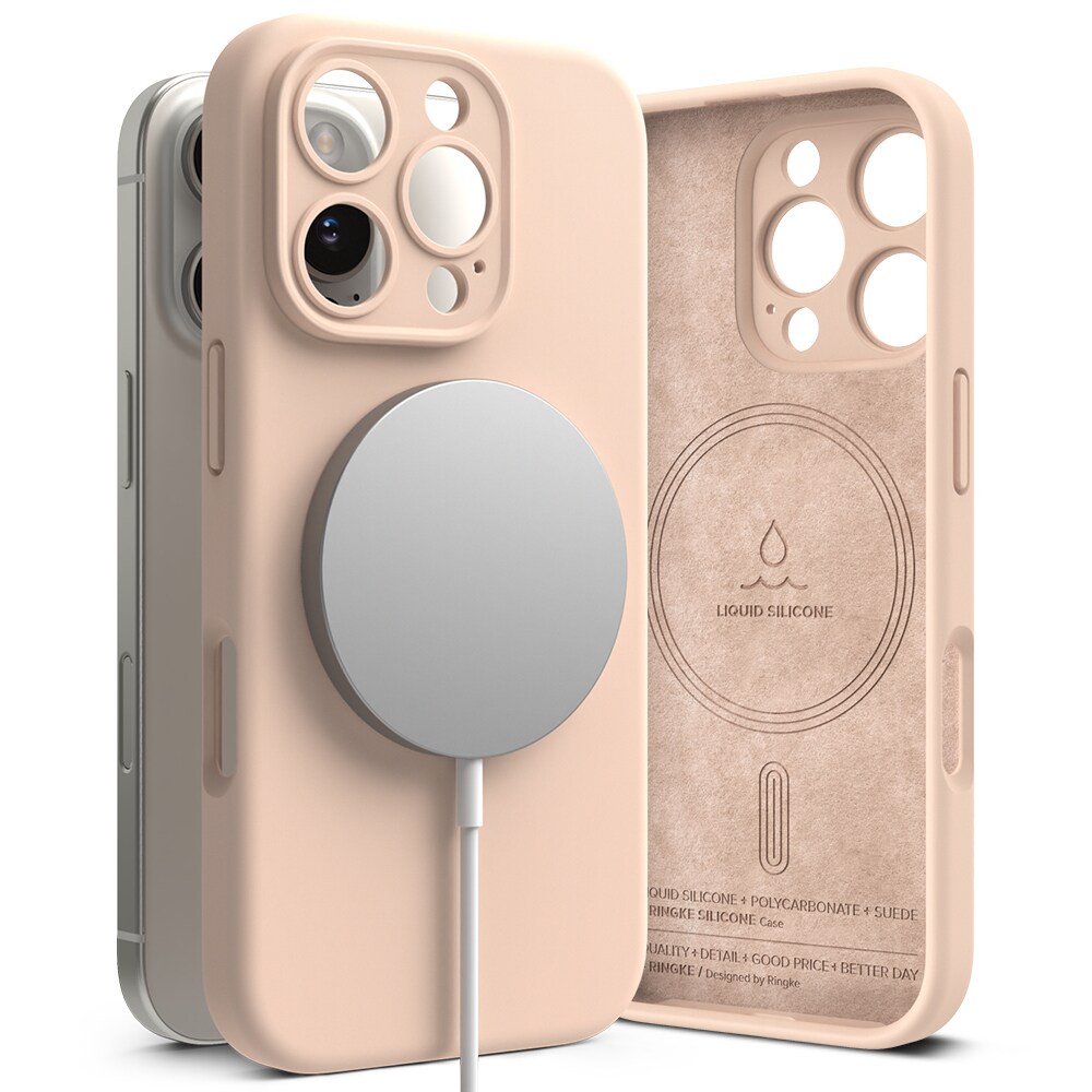 iPhone 16 Pro Max MagSafe silikonecover, Pink Sand