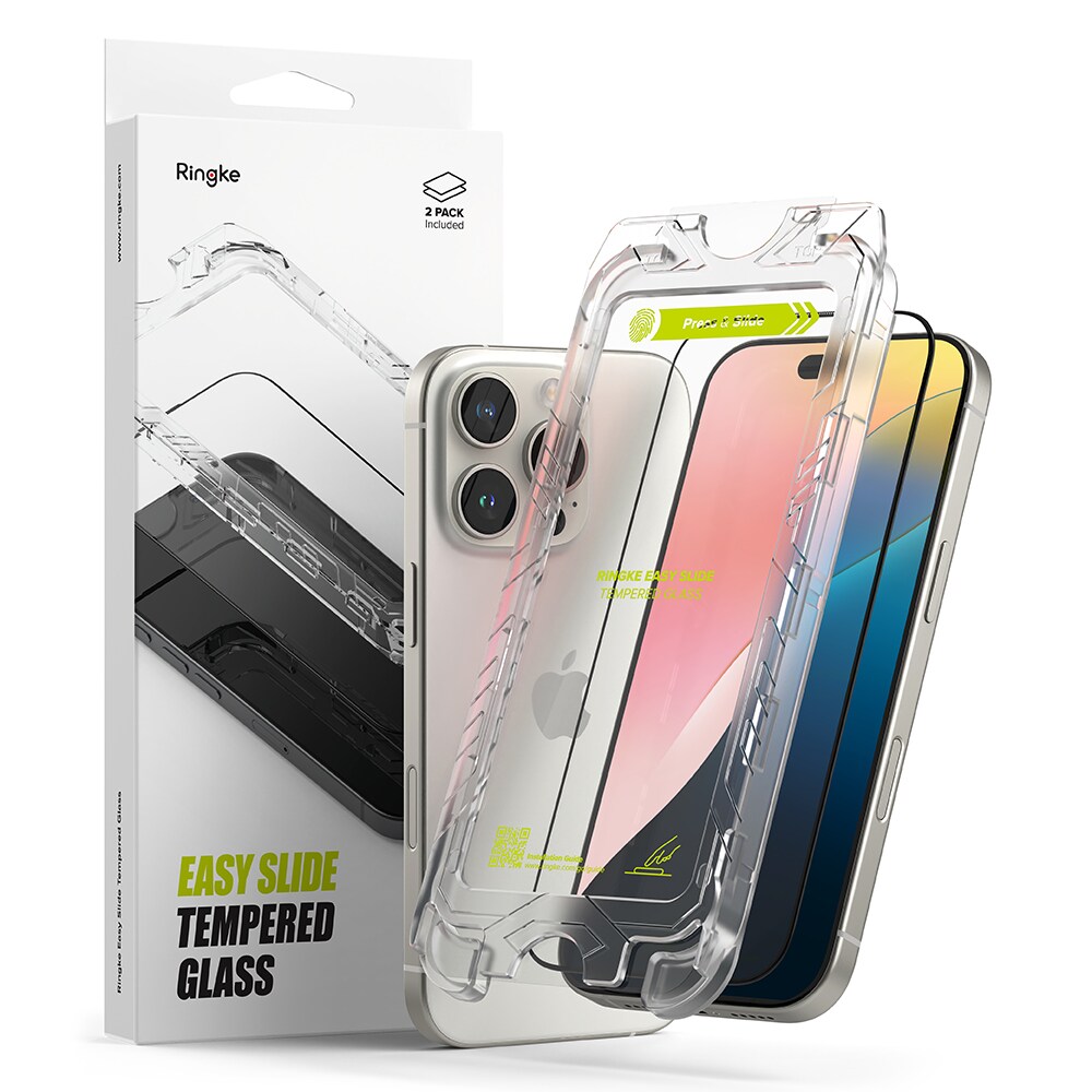iPhone 16 Pro Max Skærmbeskytter i glas med monteringsramme (2-pak)