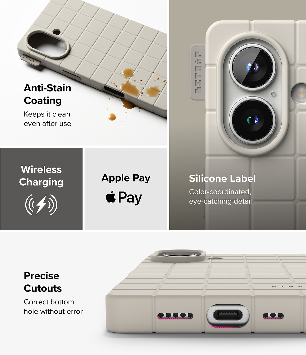 iPhone 16 MagSafe Bitmap silikonecover, Stone