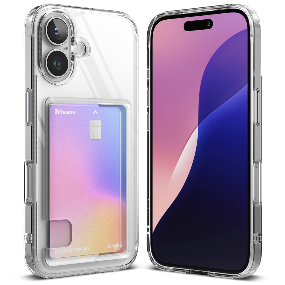 iPhone 16 Fusion cover med kortholder, Gennemsigtig