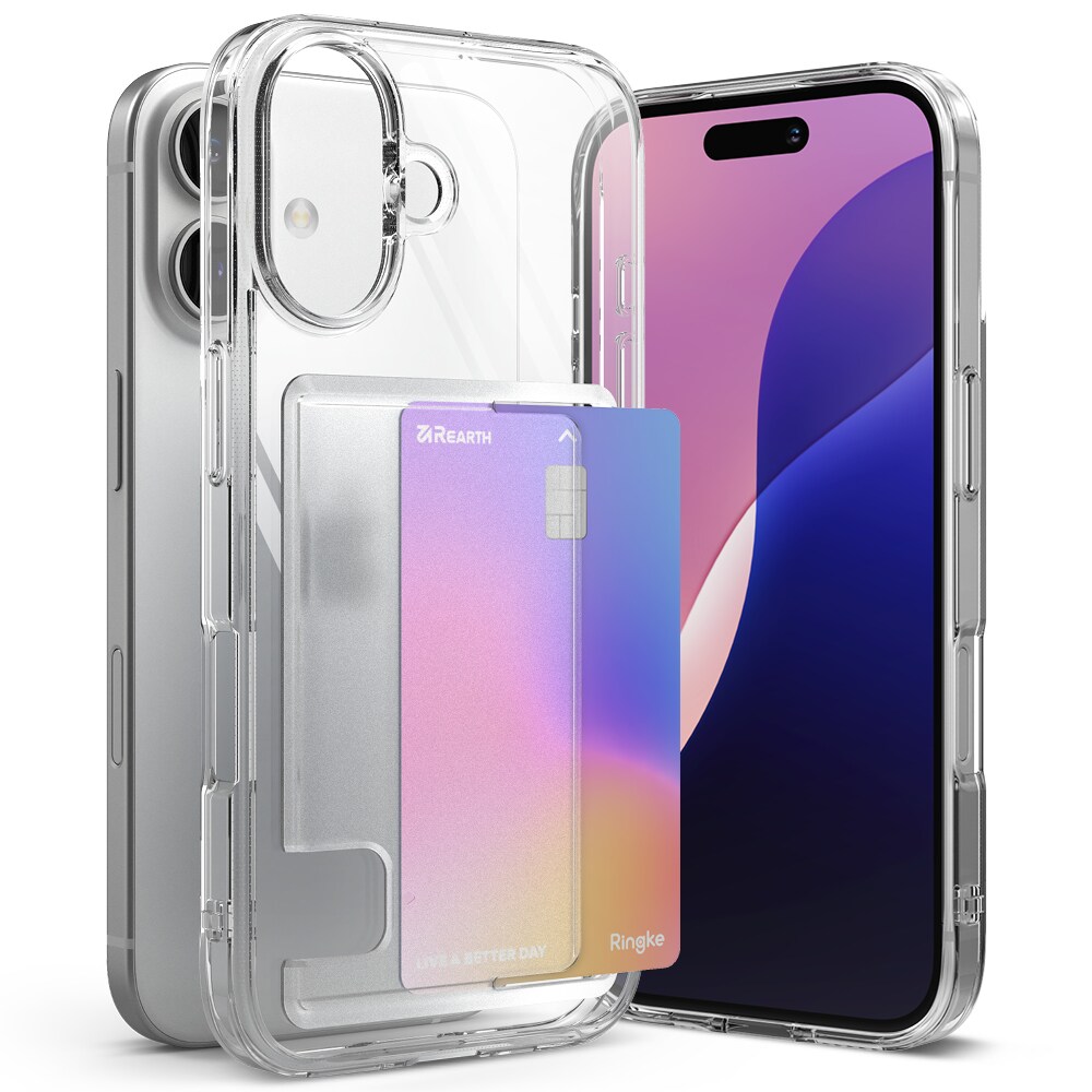 iPhone 16 Fusion cover med kortholder, Gennemsigtig