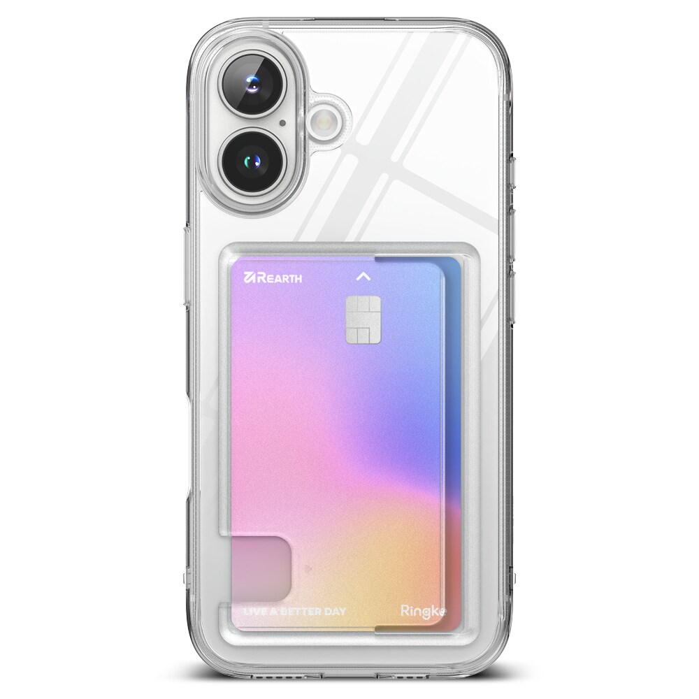 iPhone 16 Fusion cover med kortholder, Gennemsigtig