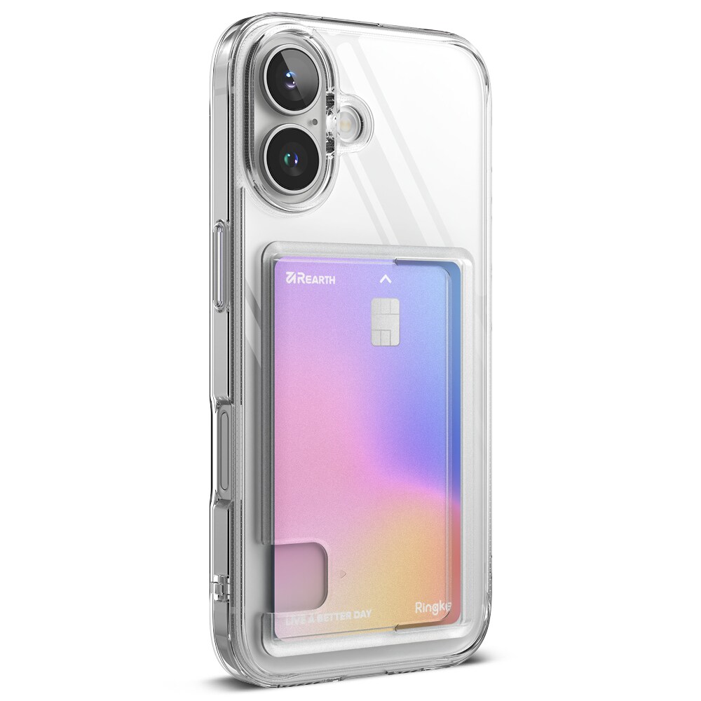 iPhone 16 Fusion cover med kortholder, Gennemsigtig