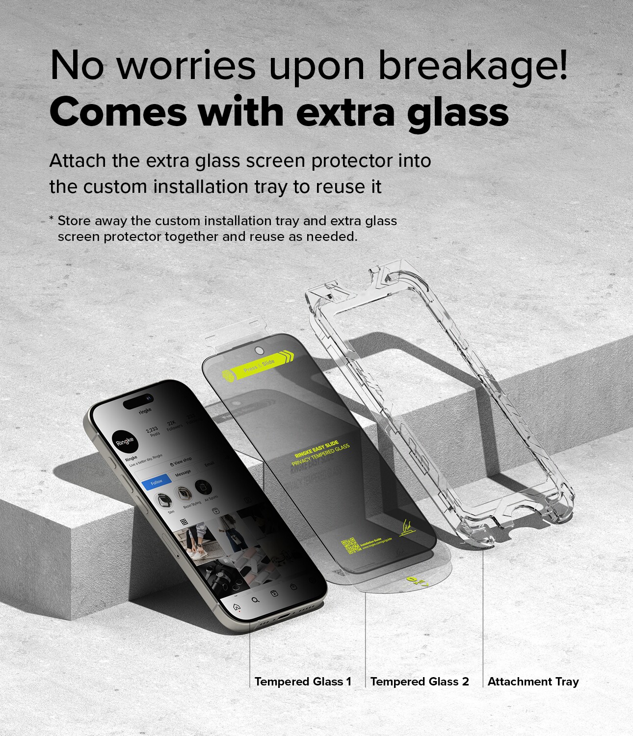 iPhone 15 Anti-spy skærmbeskytter i glas med monteringsramme (2-pak)