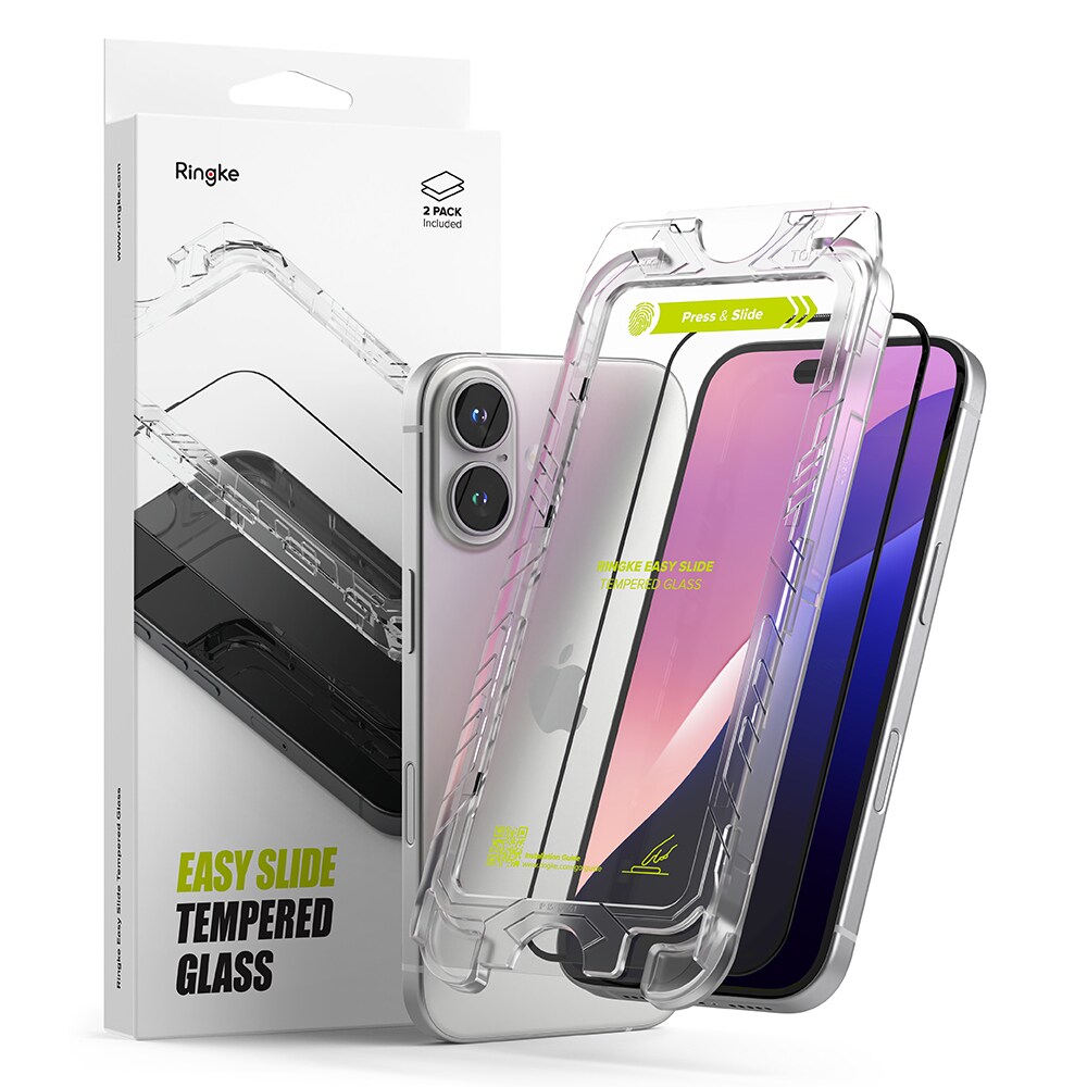 iPhone 15 Plus Skærmbeskytter i glas med monteringsramme (2-pak)