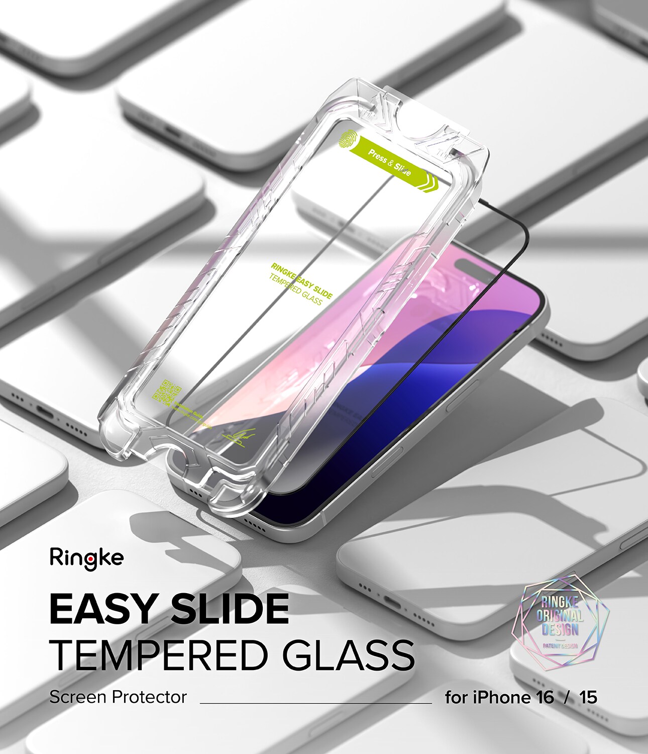 iPhone 15 Skærmbeskytter i glas med monteringsramme (2-pak)