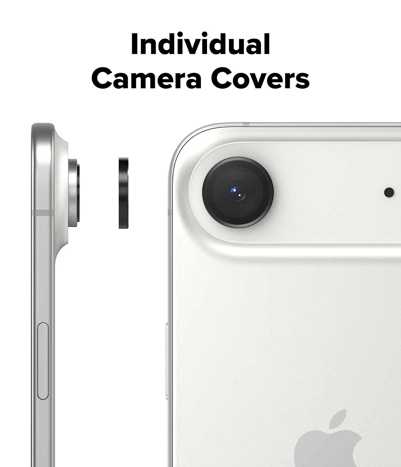 iPhone 17 Air 2-pak linsebeskyttere med aluminiumsramme, Sort