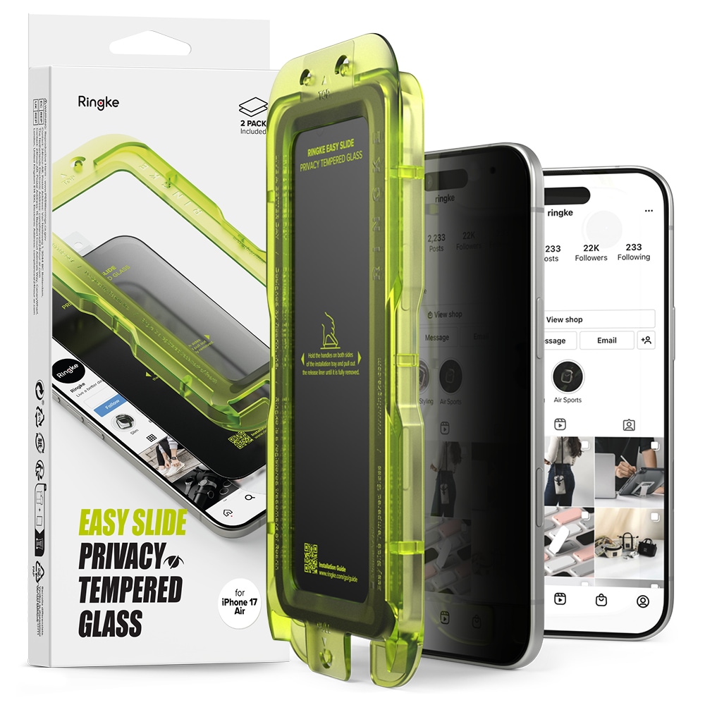 iPhone 17 Air Anti-spy skærmbeskytter i glas med monteringsramme (2-pak)