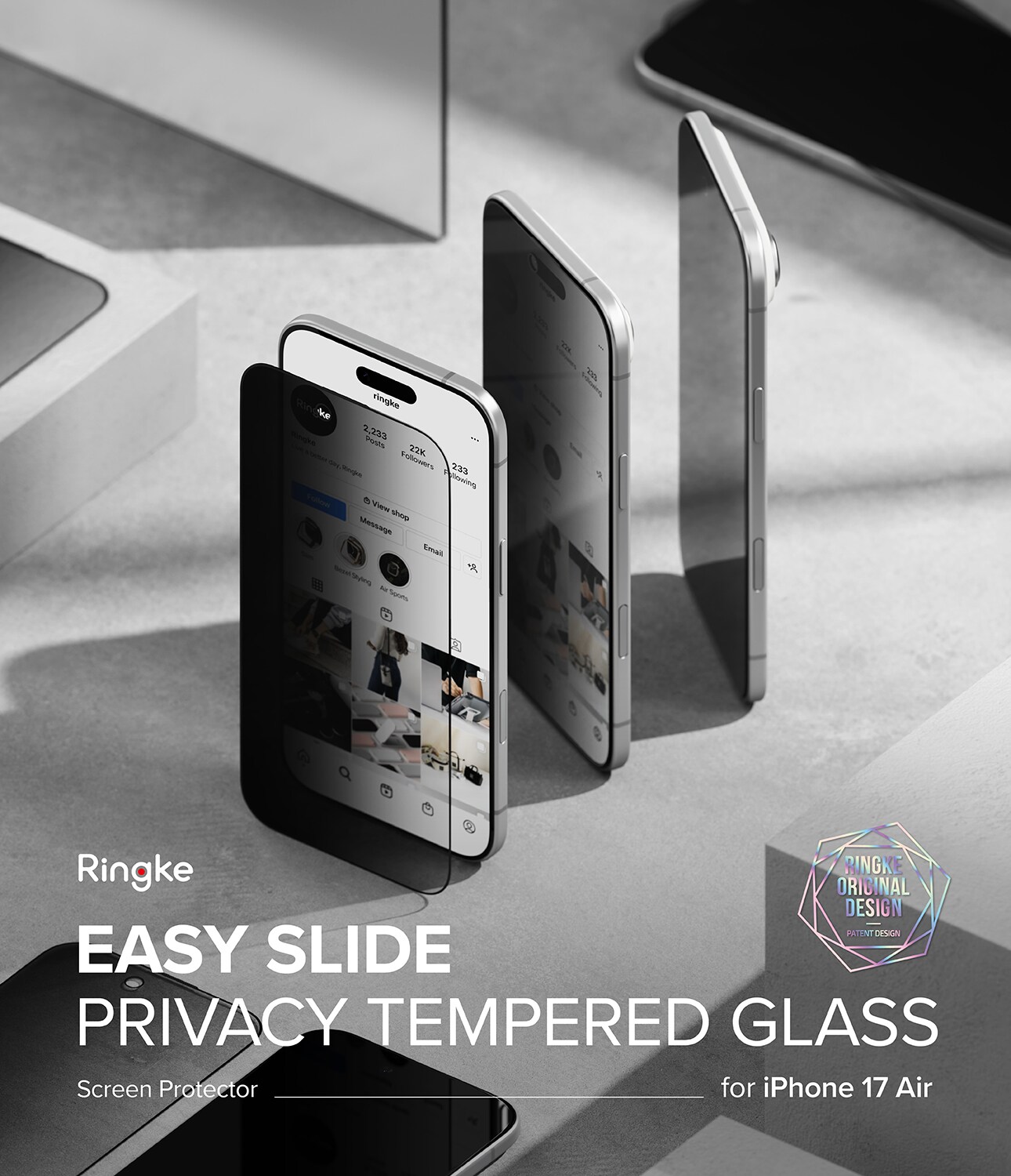 iPhone 17 Air Anti-spy skærmbeskytter i glas med monteringsramme (2-pak)