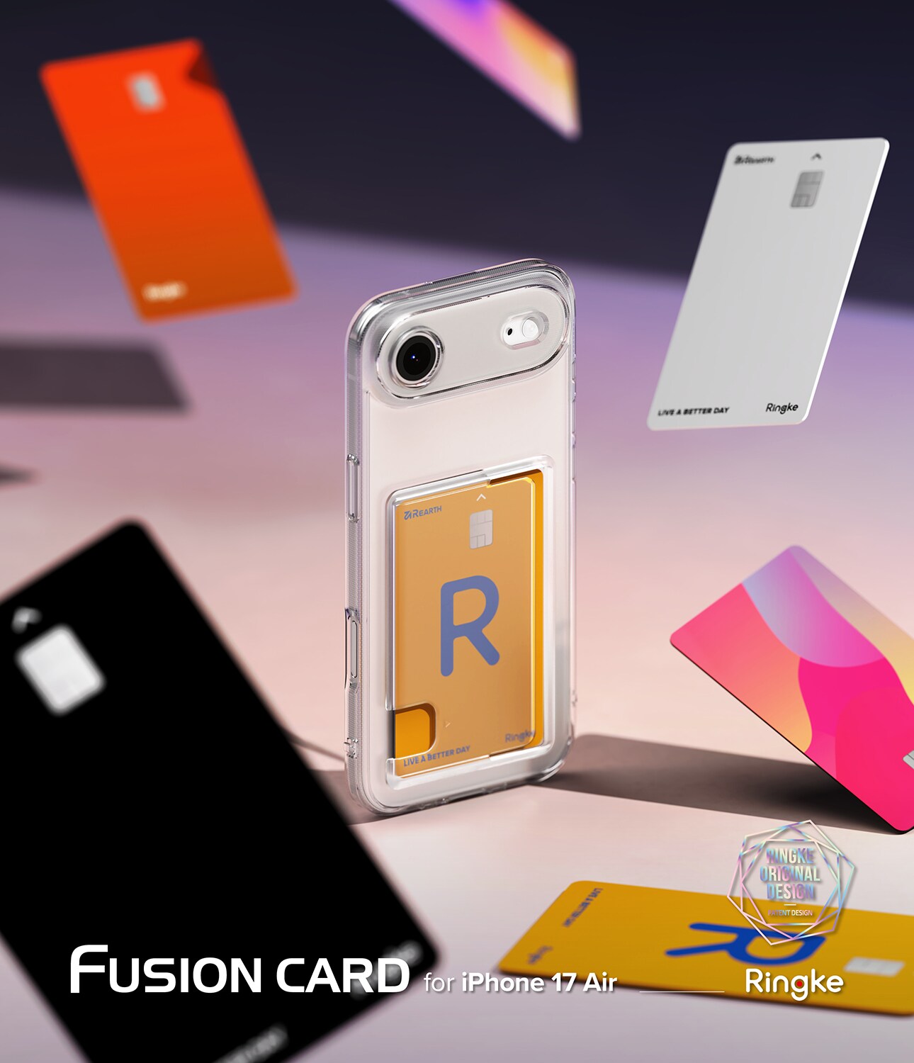 iPhone 17 Air Fusion cover med kortholder, Gennemsigtig