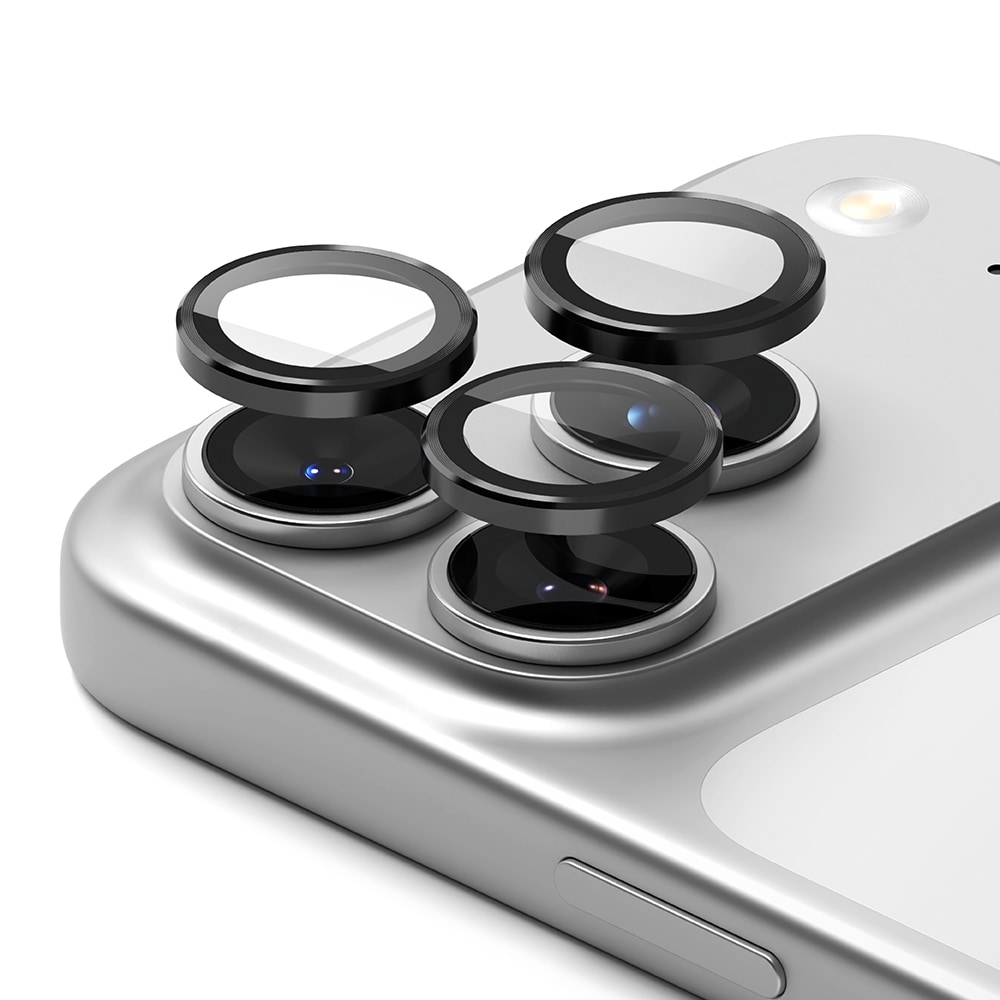 iPhone 17 Pro 2-pak linsebeskyttere med aluminiumsramme, Sort