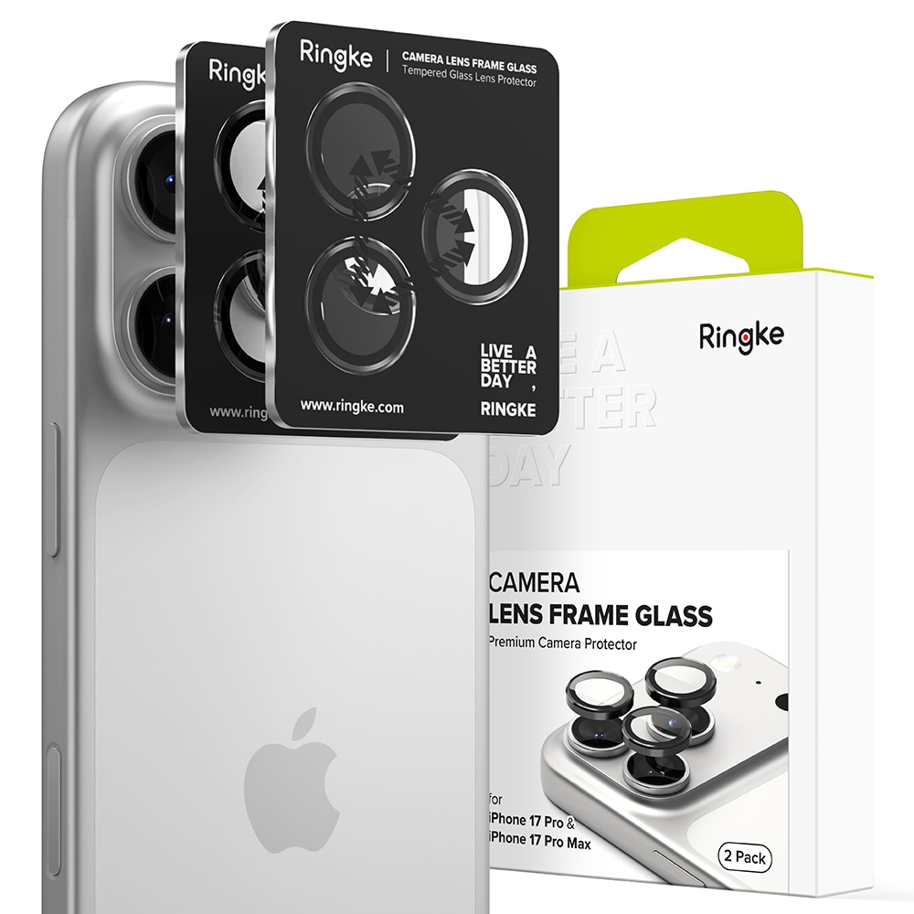 iPhone 17 Pro 2-pak linsebeskyttere med aluminiumsramme, Sort